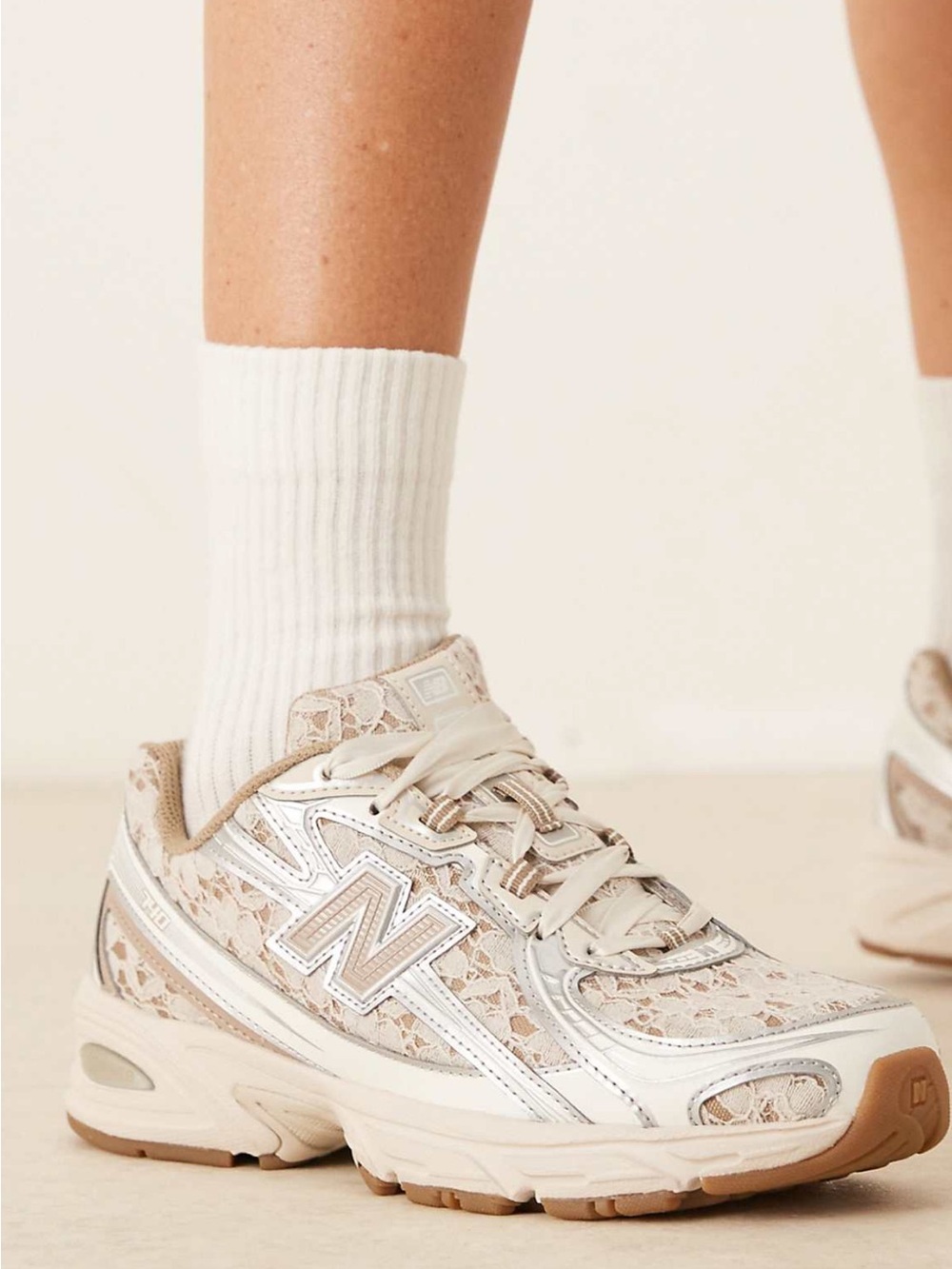 New Balance Women's Beige Lace Sneaker